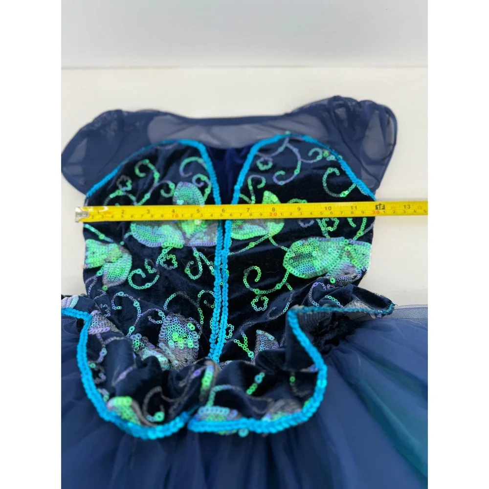 Weissman Kids MC Teal Sequin Costume Butterfly Dance Leotard Tutu Dress‎ Sz M